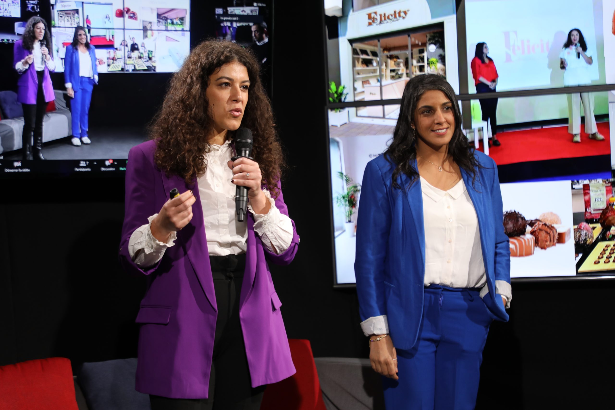Felicity team pitching on stage
